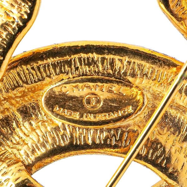 Pre-owned Chanel Gold Plated CC Quilted Brooch Gold