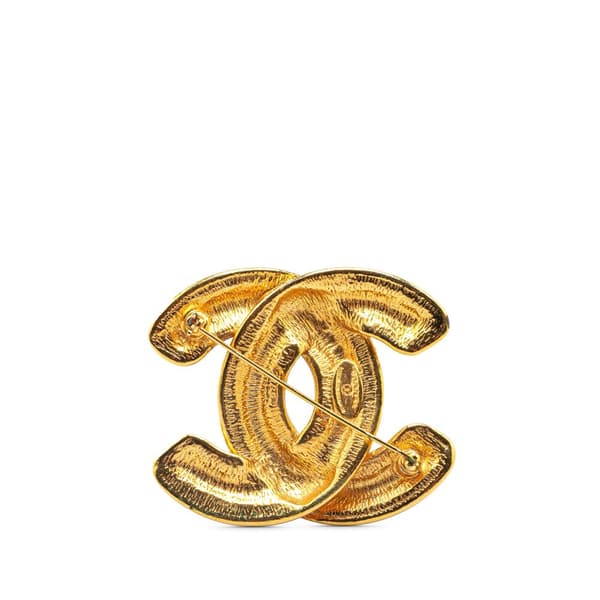 Pre-owned Chanel Gold Plated CC Quilted Brooch Gold
