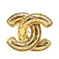 Miniatyrbillede 1 af 4: Pre-owned Chanel Gold Plated CC Quilted Brooch Gold