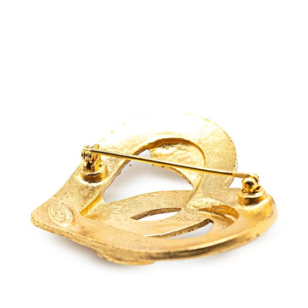 Pre-owned Chanel Gold Plated CC Heart Brooch Gold
