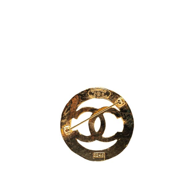 Pre-owned Chanel Gold Plated CC Brooch Gold