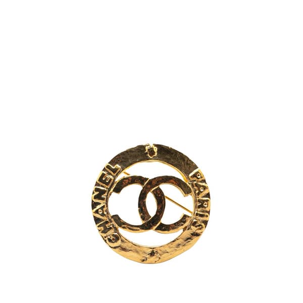 Pre-owned Chanel Gold Plated CC Brooch Gold