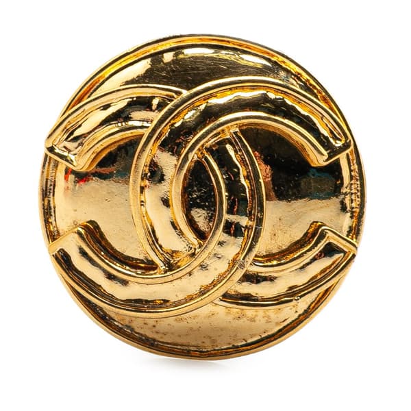 Pre-owned Chanel Gold Plated CC Round Brooch Gold