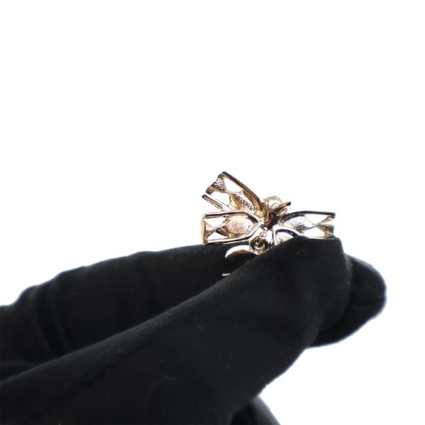 Pre-owned Chanel Gold Plated Crystal CC Bow Brooch Gold