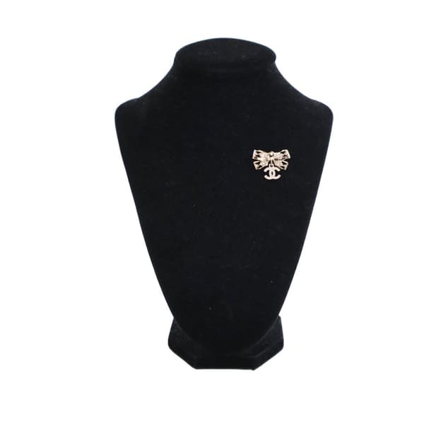 Pre-owned Chanel Gold Plated Crystal CC Bow Brooch Gold
