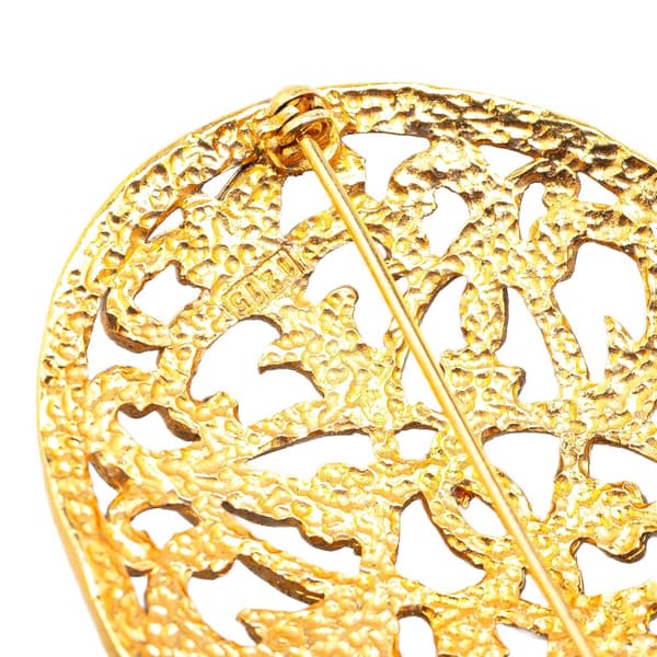 Pre-owned Chanel Gold Plated Round Brooch Gold