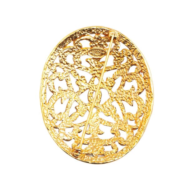 Pre-owned Chanel Gold Plated Round Brooch Gold