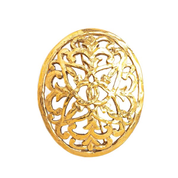 Pre-owned Chanel Gold Plated Round Brooch Gold