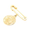 Miniatyrbillede 1 af 4: Pre-owned Chanel Gold Plated CC Medallion Safety Pin Brooch Gold