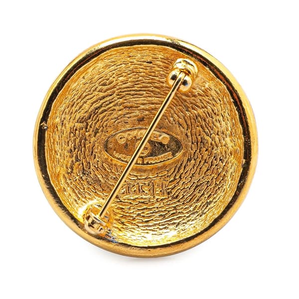 Pre-owned Chanel Gold Plated CC Round Brooch Gold