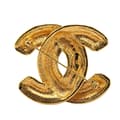 Miniatyrbillede 3 af 4: Pre-owned Chanel Gold Plated CC Quilted Brooch Gold