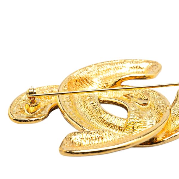 Pre-owned Chanel Gold Plated CC Quilted Brooch Gold