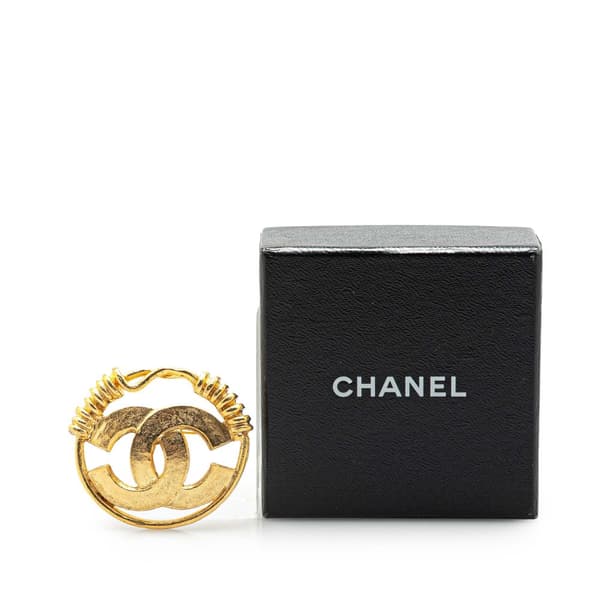 Pre-owned Chanel Gold Plated CC Brooch Gold