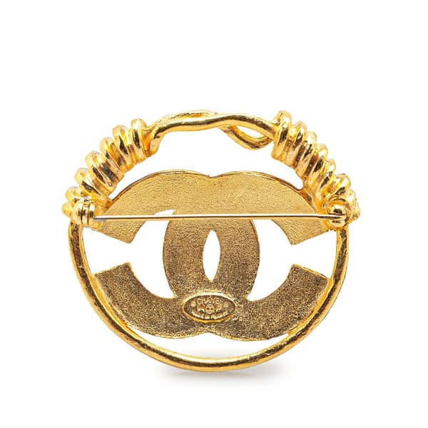 Pre-owned Chanel Gold Plated CC Brooch Gold