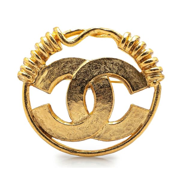 Pre-owned Chanel Gold Plated CC Brooch Gold