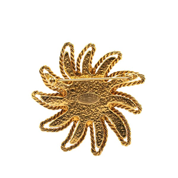 Pre-owned Chanel Gold Plated CC Sun Motif Brooch Gold