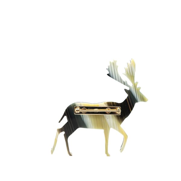 Pre-owned Chanel Resin CC Reindeer Brooch Gray