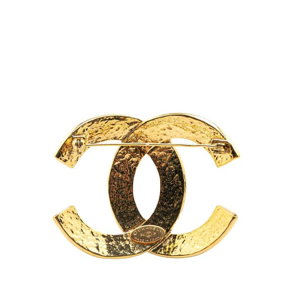 Pre-owned Chanel Gold Plated CC Brooch Gold