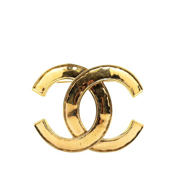 Pre-owned Chanel Gold Plated CC Brooch Gold