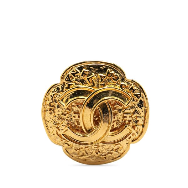 Pre-owned Chanel Gold Plated CC Flower Brooch Gold