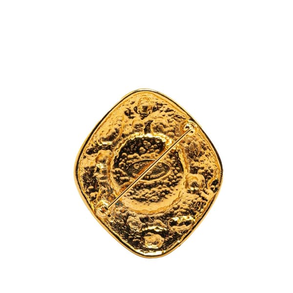 Pre-owned Chanel Gold Plated Faux Pearl Brooch Gold