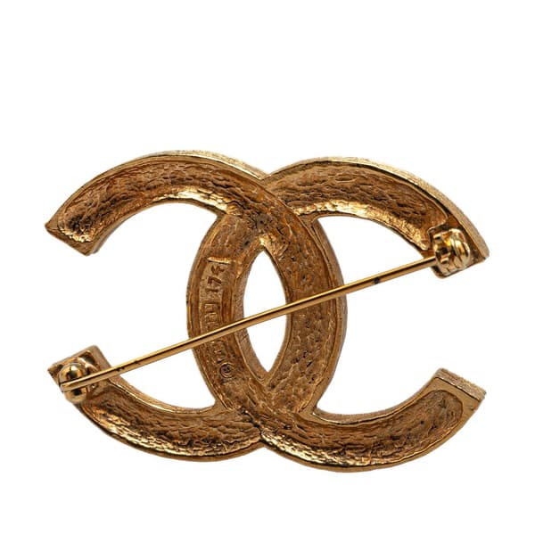 Pre-owned Chanel Gold Plated CC Crystal Brooch Gold