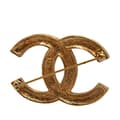 Miniatyrbild 3 av 5: Pre-owned Chanel Gold Plated CC Crystal Brooch Gold