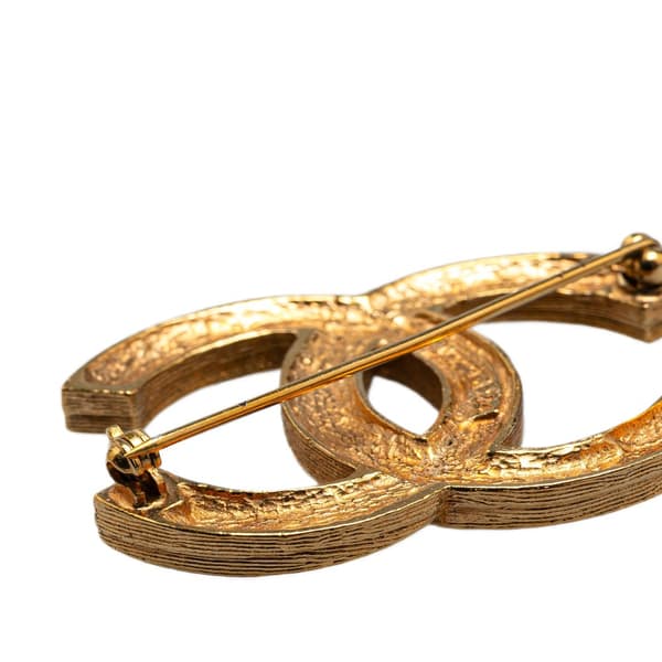 Pre-owned Chanel Gold Plated CC Crystal Brooch Gold