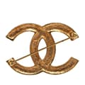 Miniatyrbild 2 av 5: Pre-owned Chanel Gold Plated CC Crystal Brooch Gold