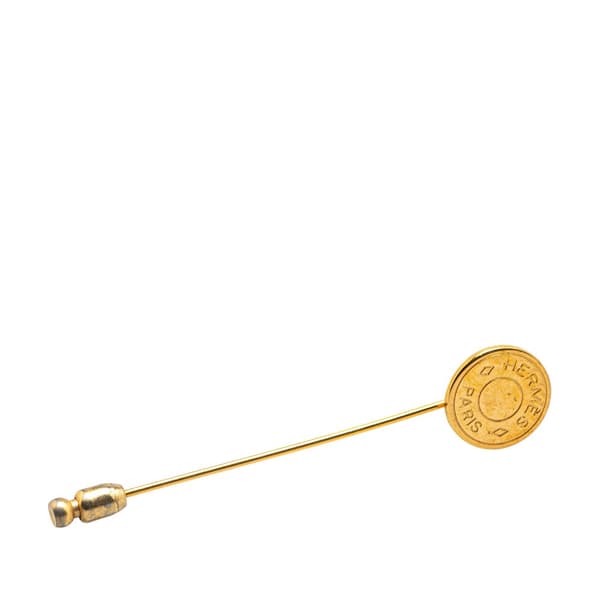 Pre-owned Hermès Gold Plated Clou de Selle Stick Pin Brooch Gold