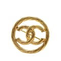 Miniatyrbild 1 av 3: Pre-owned Chanel Gold Plated CC Round Brooch Gold