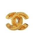 Miniatyrbillede 2 af 4: Pre-owned Chanel Gold Plated CC Quilted Brooch Gold