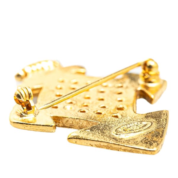 Pre-owned Chanel Gold Plated CC Cross Brooch Gold
