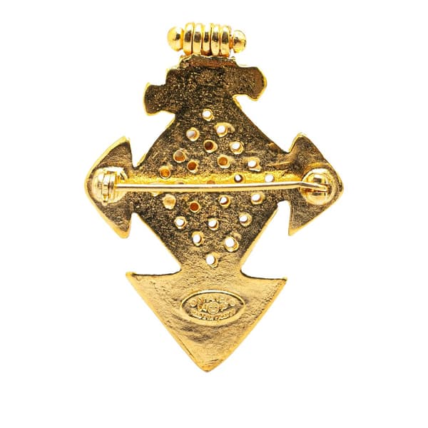 Pre-owned Chanel Gold Plated CC Cross Brooch Gold
