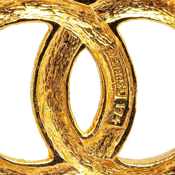 Pre-owned Chanel Gold Plated Rhinestone CC Brooch Gold