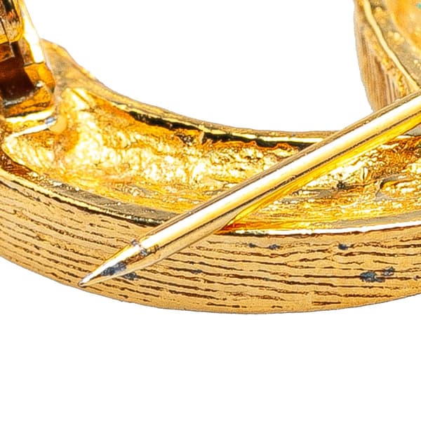 Pre-owned Chanel Gold Plated Rhinestone CC Brooch Gold