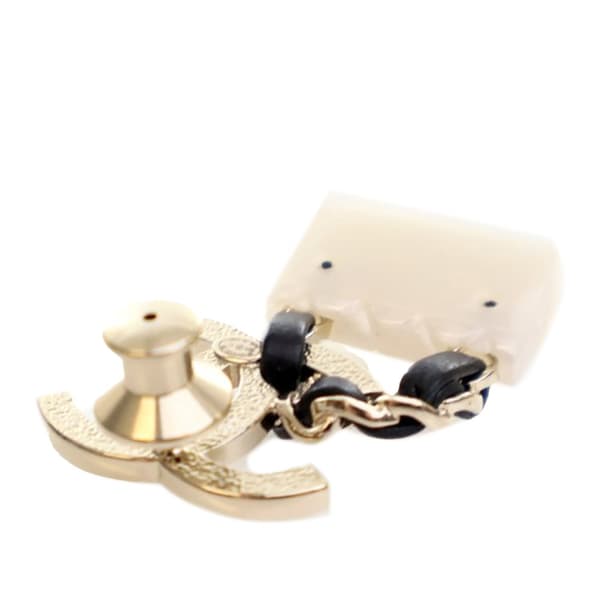Pre-owned Chanel Gold Plated Enamel CC Quilted Flap Brooch Gold
