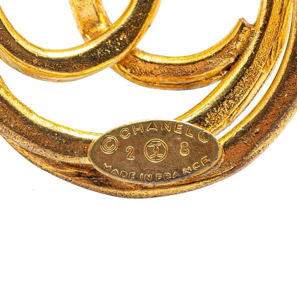 Pre-owned Chanel Gold Plated CC Round Brooch Gold