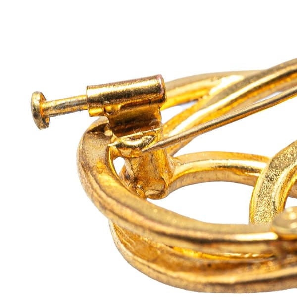 Pre-owned Chanel Gold Plated CC Round Brooch Gold