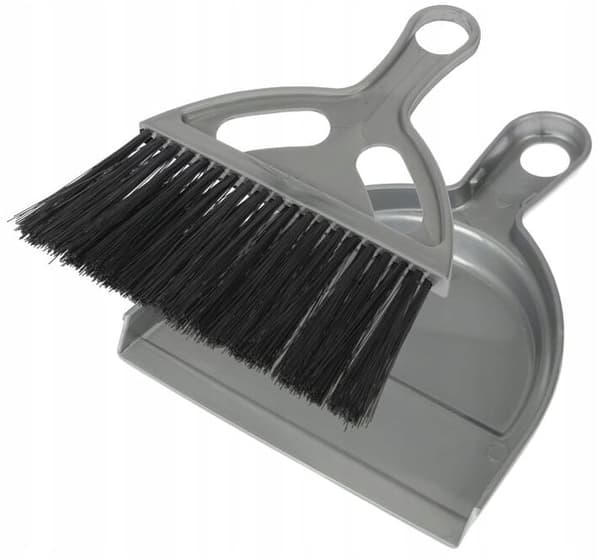 Borste med sopskyffel silver litet set borste + spade