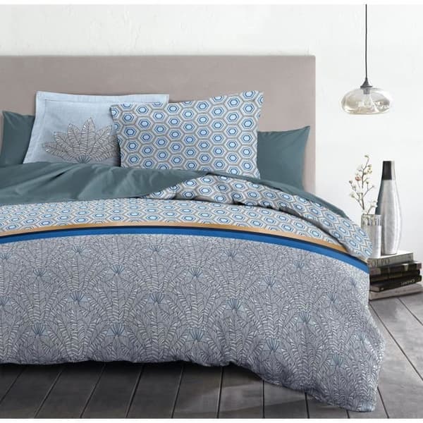 HEM LINGE PASSION Luxor påslakan - 1 påslakan 240 x 260 cm + 2 örngott 65 x 65 cm - Blå och vit