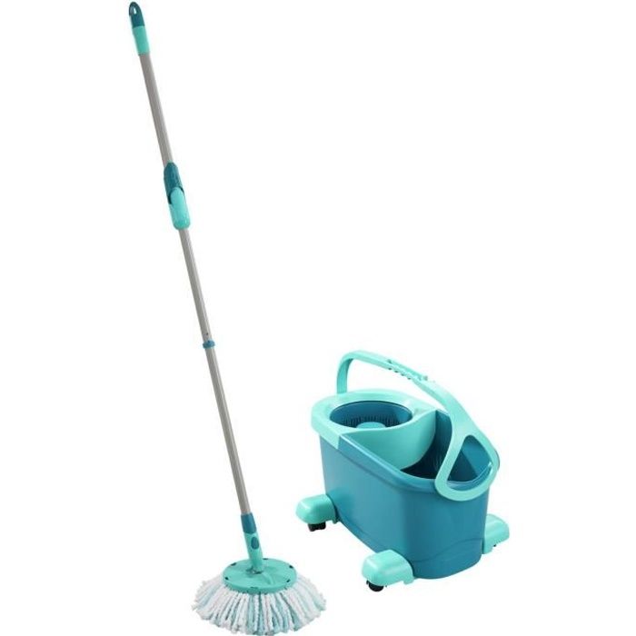 LEIFHEIT Set Clean Twist Disc Mop mobile 52102 - Microfiber golvbricka, 6L skopa med vagn, wringer kvast