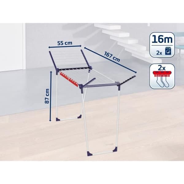 FLEIFHEIT Fristående torktumlare PEGASUS 160 Solid Slim - Klädstreckslängd 16 m