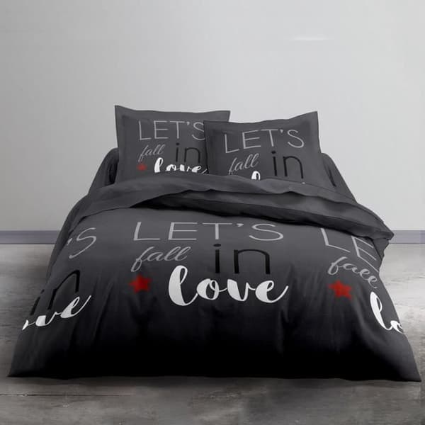 TODAY Love Cotton Bäddset - 2 personer - 240 x 260 cm - Gråtryck