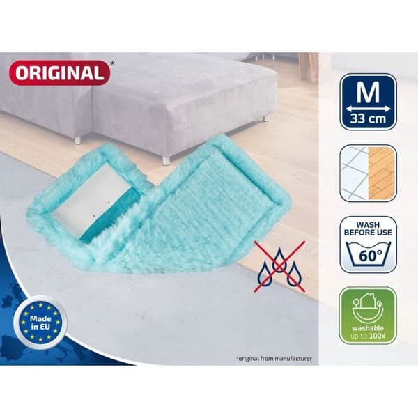 LEIFHEIT Clean Twist M Ergo Static plus 52124 Reservöverdrag för flatmopp, överdrag för kemtvätt, dammborttagning