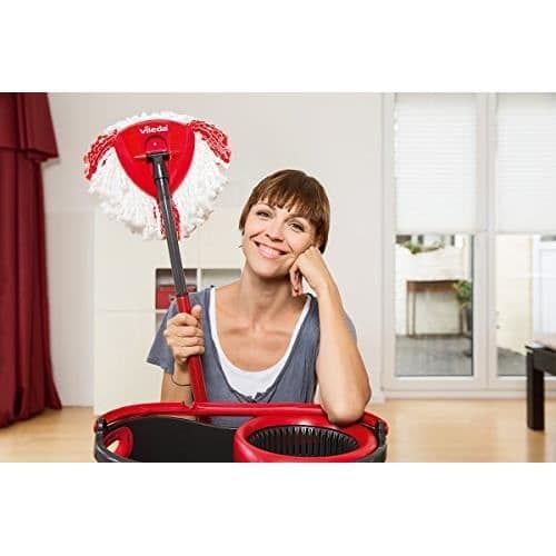 Vileda Turbo EasyWring &amp; Clean komplett mopp- och hinksats, metall, röd-grå, 48,6 x 29,6 cm 158572
