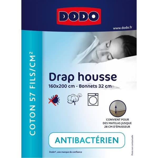 Dodo Cover Sheet - 140x190 cm - Cotton - Cuttine 32 cm - White - Made in France