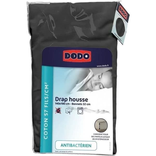 Dodo - Antibacteriens - Anthracite - 140x190 cm täcker Draf - Bonnet 32 ??cm