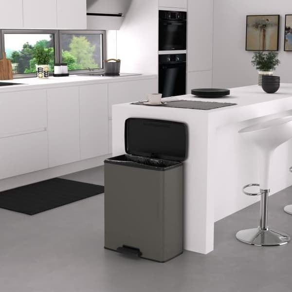 Rektangulär papperskorg - DECO BIN - CURVER - 65L - Stor kapacitet - 49 x 32 x 61 cm - Antracit