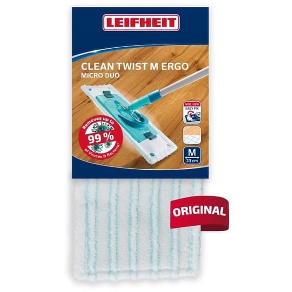 Housse micro duo Leifheit 52123, reservdel för mopphuvud Clean Twist M Ergo / PowerClean, för alla golv, 1 styck